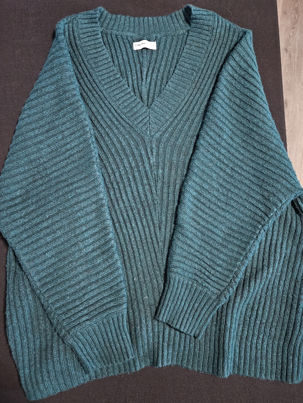 Sonoma Teal Ribbed V-Neck Sweater